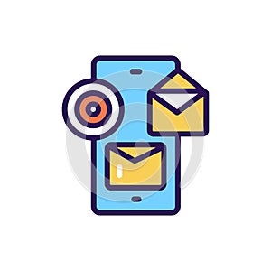 Targeted messaging line color icon. SMM promotion