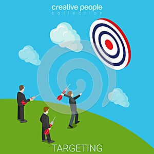 Targeting aiming business marketing dart flat isometric vector