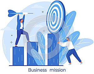 Targeting, target marketing, business mission concept. People create strategy to achieve goal