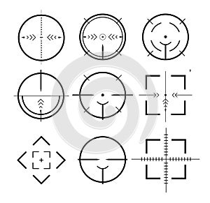 Targets and destination of icon set . Target and aim, targeting and aiming. Vector illustration for web design