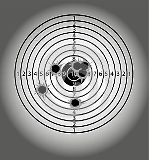 Targets life size with holes from bullets blank mocap for shooting from machine guns and pistols. Vector