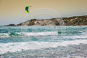 Tarifa,Spain-May 15,2015:kites flying over Tarifa beach