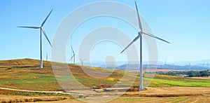 Wind energy in Spain. Windmills in Tarifa, province of Cadiz, Spain, Southern Europe