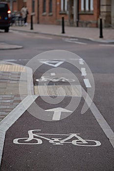 Tarmac cycle track thorough leicester city centre