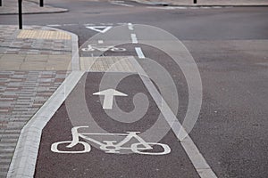 Tarmac cycle track thorough leicester city centre