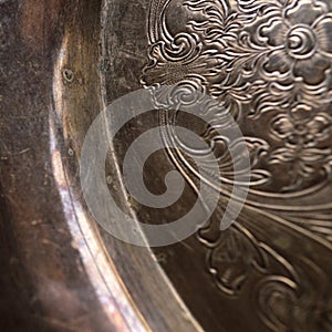 Tarnished antique silver background closeup