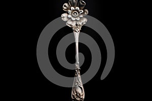 Tarnished Silver antique spoon tool. Generate ai