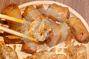 Taro Deep fried spring roll on plate