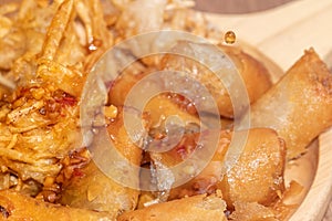 Taro Deep fried spring roll on plate