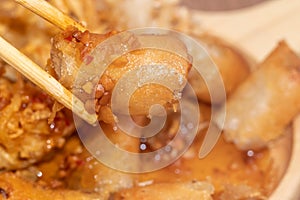 Taro Deep fried spring roll on plate