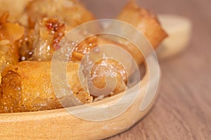 Taro Deep fried spring roll on plate