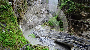 Taroko Gorge National Park in Taiwan. Beautiful Rocky Marble Canyon with Dangerous Cliffs and River. View Point near