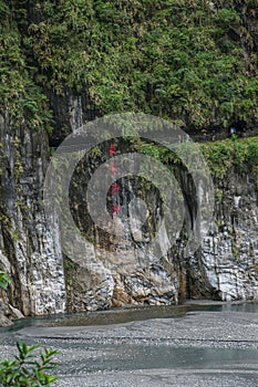 Taroko National Park in Hualien County, Taiwan Evergreen Falls and Changchun Temple