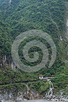 Taroko National Park in Hualien County, Taiwan Evergreen Falls and Changchun Temple