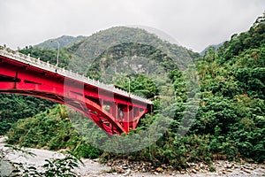 Taroko National Park, mountain and bridge in Hualian, Taiwan