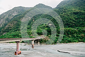 Taroko National Park, mountain and bridge in Hualian, Taiwan