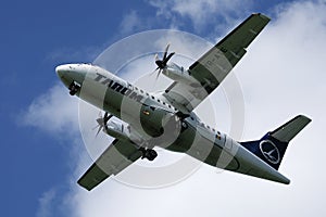 Tarom plane flying up in the sky