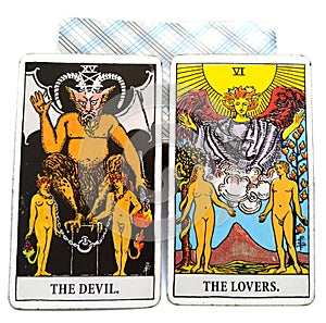 Tarot Birth Card Devil / Lovers photo