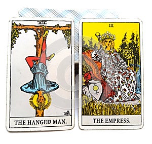 Tarot Birth Card Hanged Man / Empress