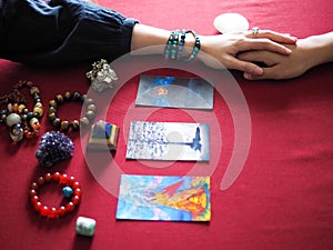 tarot card magic reading fortune the tower the death esoteric teller witchcraft astrology divination gypsy card forecaster photo