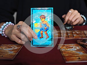 Tarot card reading aquarius horoscope fortune teller astrologer divination selected focus