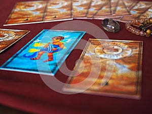 Tarot card reading aquarius horoscope fortune teller astrologer divination selected focus