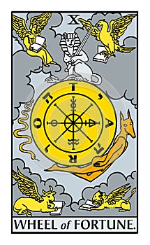 Wheel of Fortune tarot card number X, a trump and Major Arcanum photo