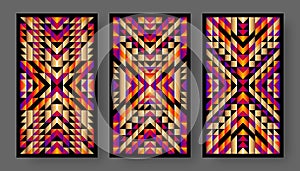 Tarot cards back set bright geometric pattern