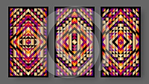 Tarot cards back set bright geometric pattern