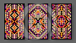 Tarot cards back set bright geometric pattern