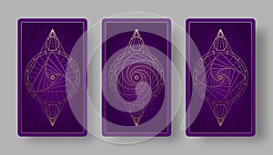 Tarot cards back set with geometric symbols.