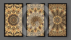 Tarot cards back set with golden pattern