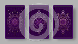 Tarot cards back set with mystical symbols