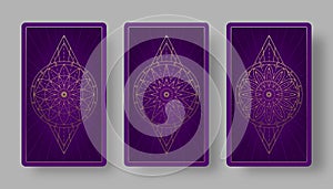 Tarot cards back set with stylized floral pattern