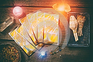 Tarot cards on a board