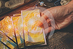 Tarot cards on a board