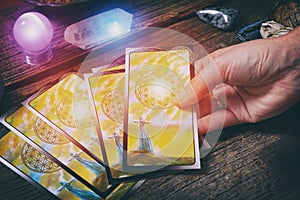 Tarot cards on a board