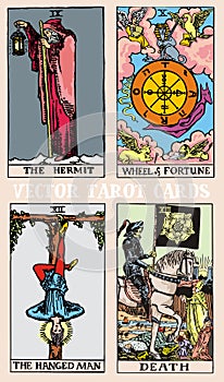 Tarot cards deck colorful illustration with magic and mystic graphic details