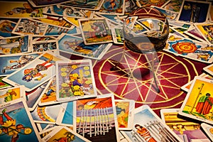 Tarot cards with a magic ball.