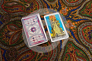 Tarot cards. Magic. Divination. Queen of wands.