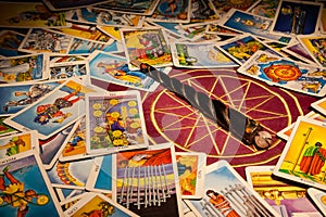 Tarot cards with a magic wand.