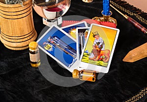 Tarot cards on table