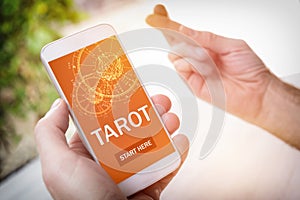 Tarot fortune telling application and crossed fingers