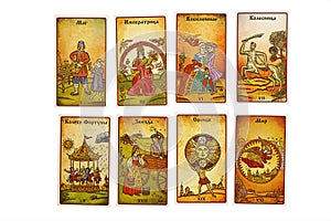 Tarot prediction esoteric part of major arcana set cards of Lubok deck