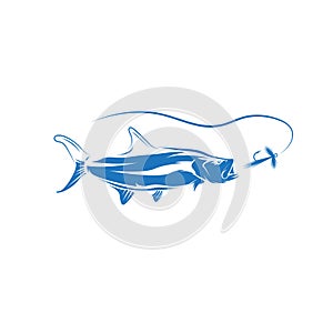 Tarpon fish and lure vector design