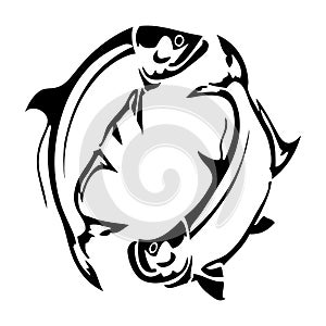 Tarpon fishes jumping vector illustration