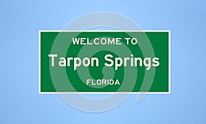 Tarpon Springs, Florida city limit sign. Town sign from the USA