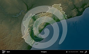 Tarragona highlighted, Spain. Physical