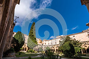 TARRAGONA, SPAIN - OCTOBER 4, 2017: View of the courtyard of the Tarragona Cathedral Catholic cathedral on a sunny day. Copy spa