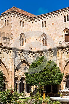 TARRAGONA, SPAIN - OCTOBER 4, 2017: View of the courtyard of the Tarragona Cathedral Catholic cathedral on a sunny day. Copy spa